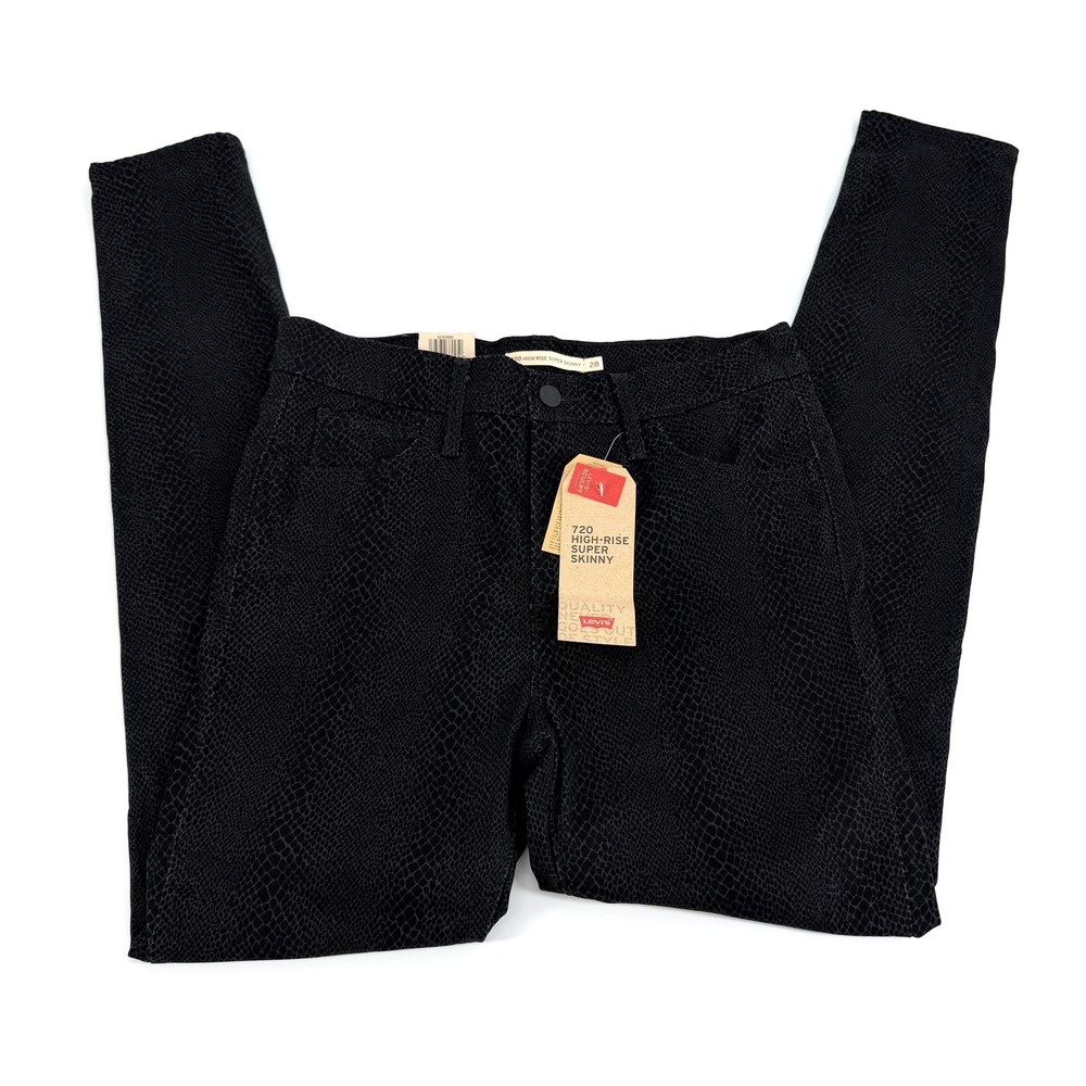 Levi's 720 High Rise Super Skinny Women 28 Black NWT Snake Animal Print Jeans